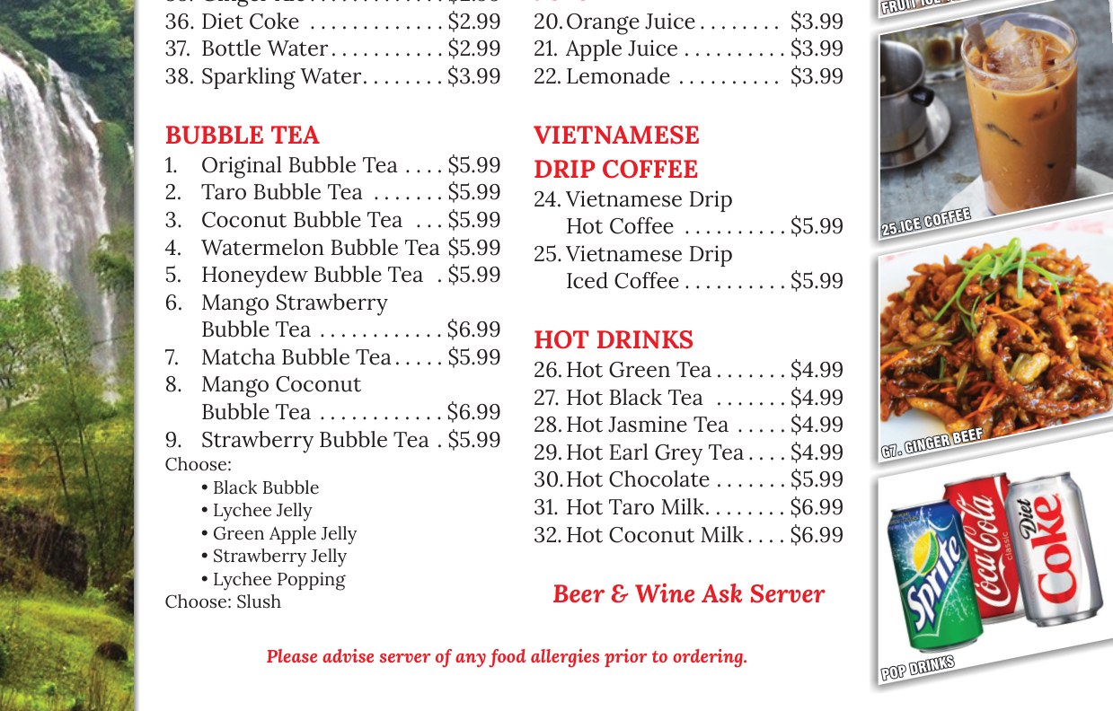 Pho House menu page 4 section 2