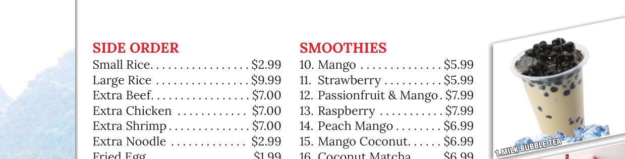 Pho House menu page 4 mobile section 1